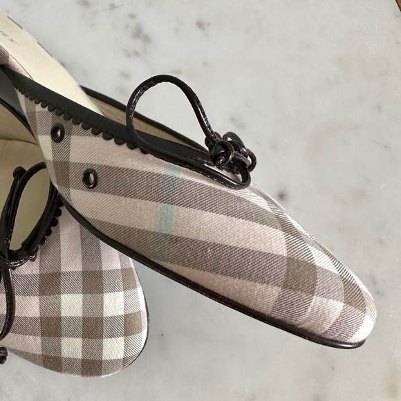 Pink Burberry Novacheck Ballerina Kitten Heels Mules - Picture 6 of 8